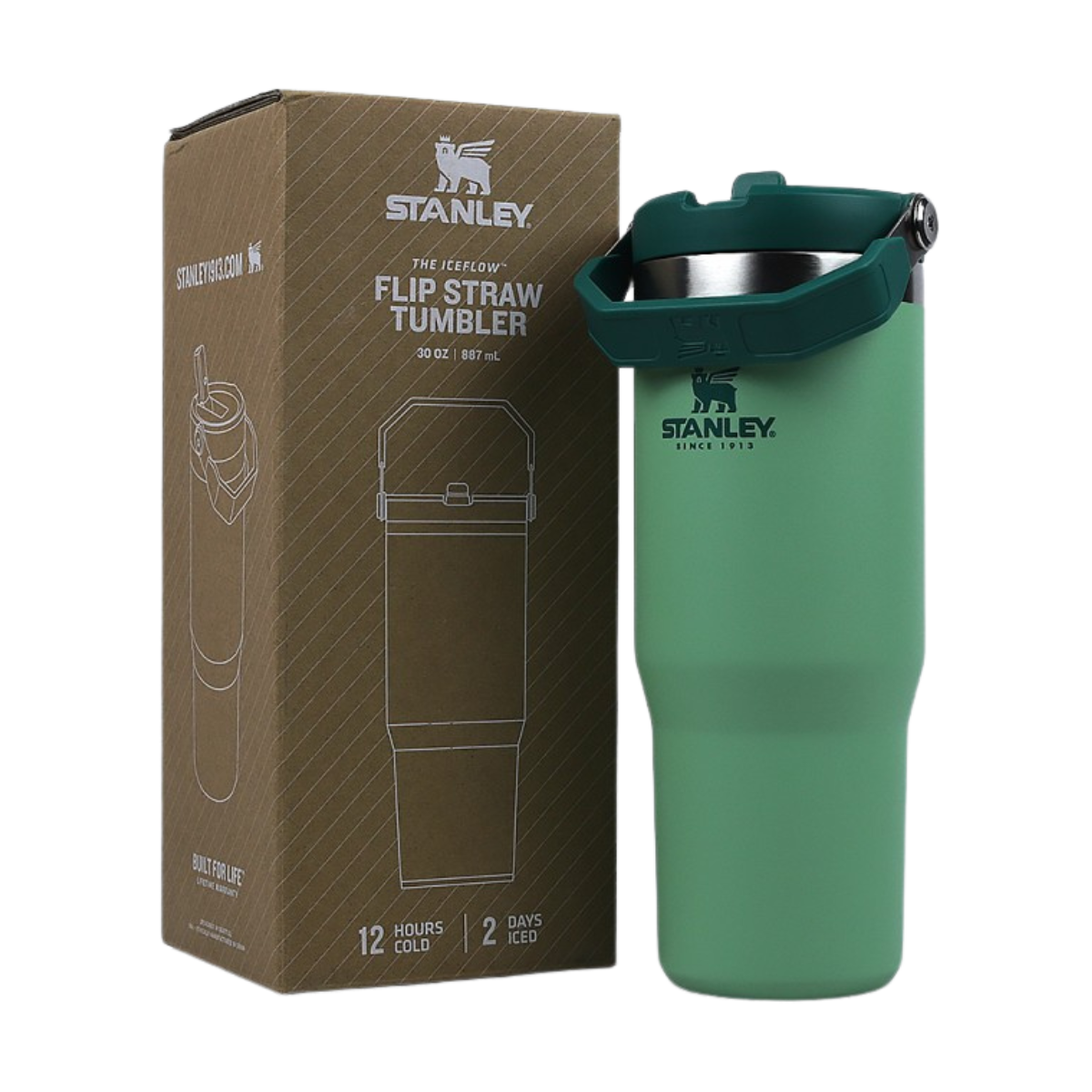 IceFlow Flip Straw Tumbler 30 OZ - Green