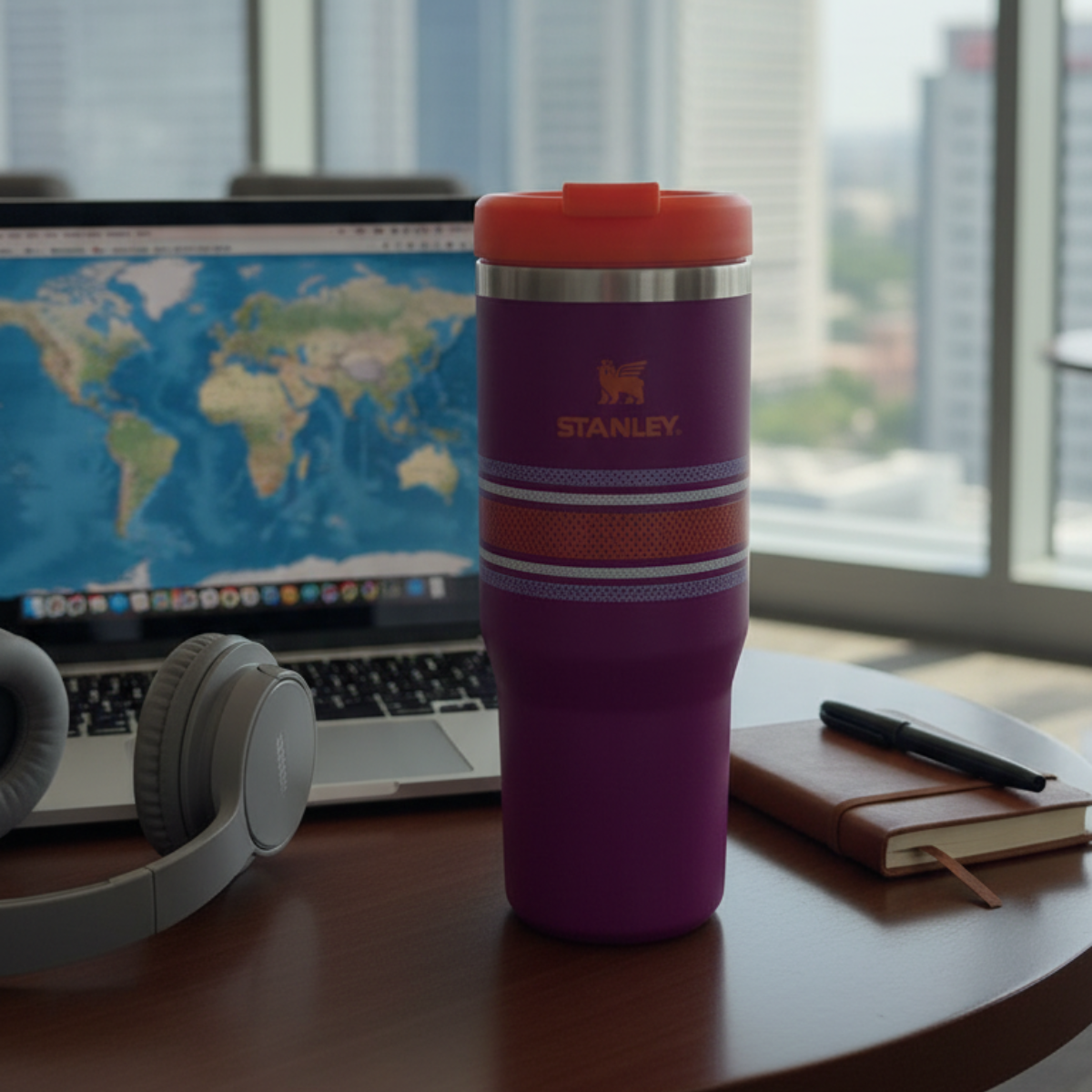 IceFlow Flip Straw Tumbler 30 OZ - Purple