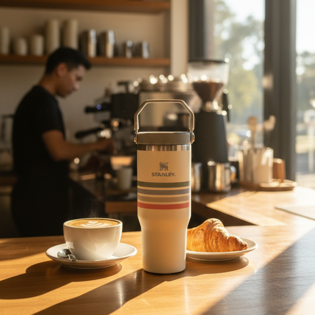 IceFlow Flip Straw Tumbler 30 OZ - Cream Ash