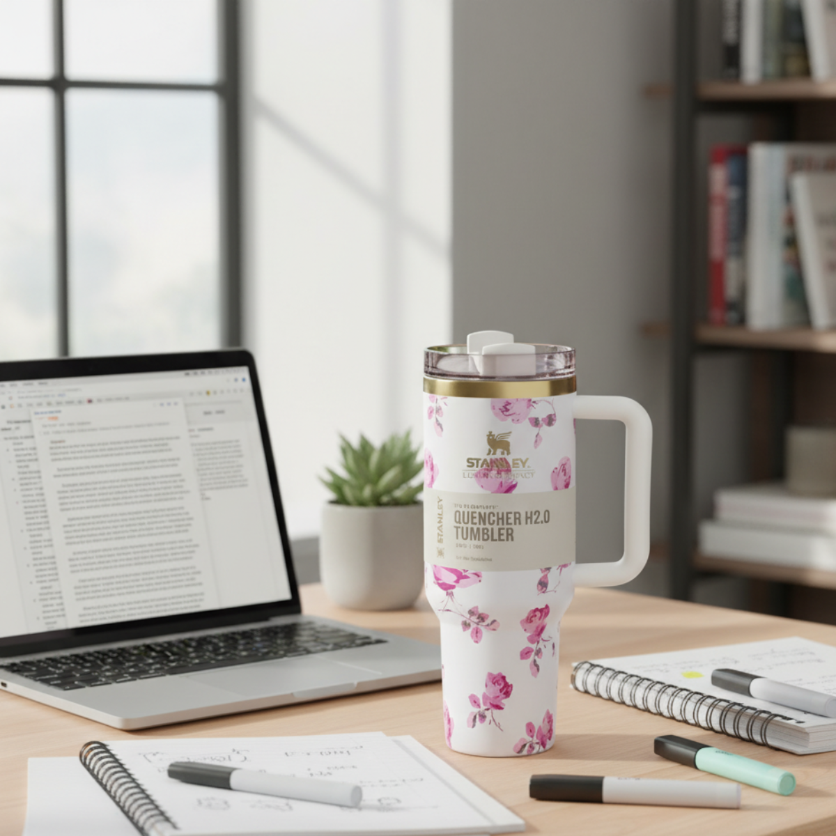 Love Shack Fancy Quencher H2.0 Flowstate Tumbler 40 OZ - Ribbon Rosa