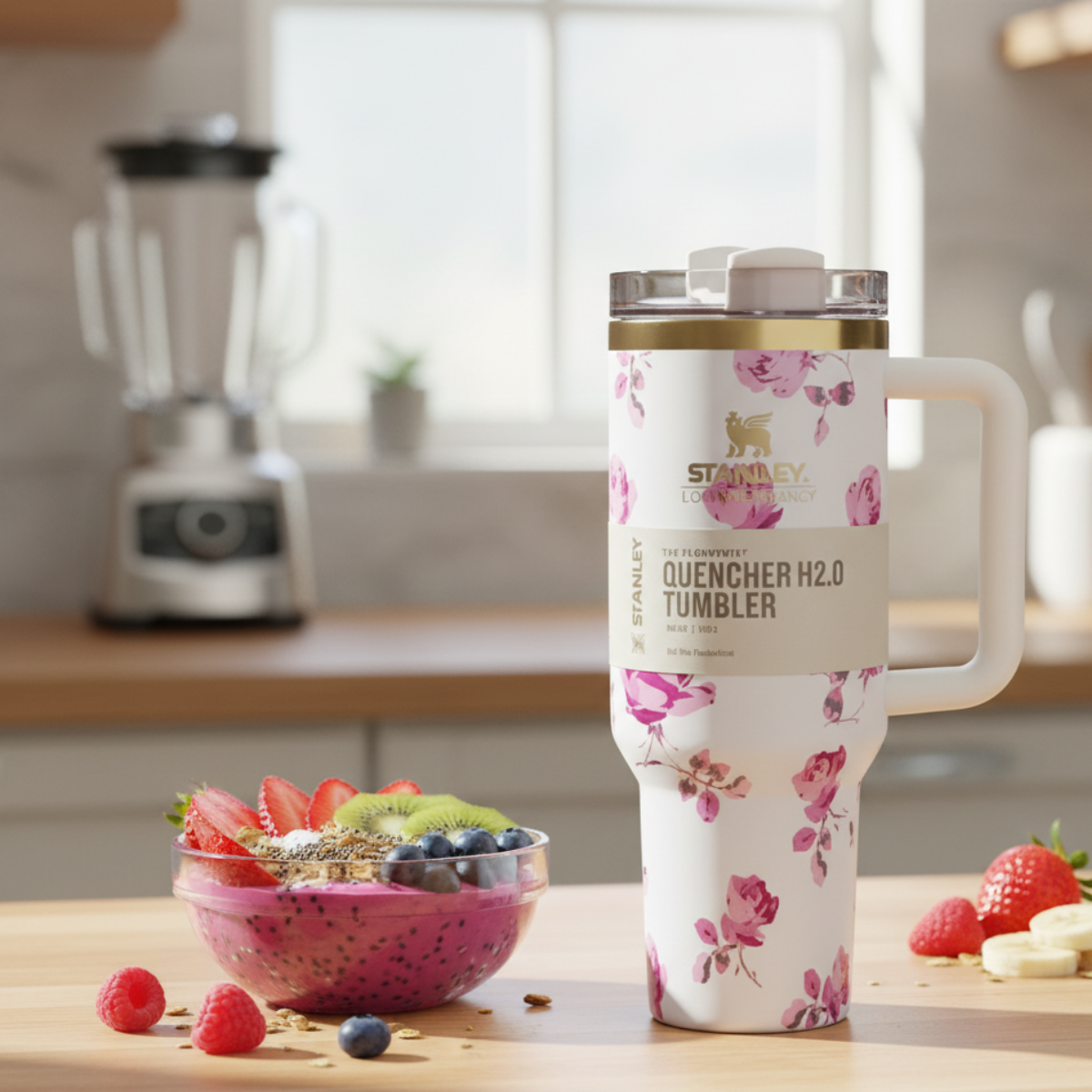 Love Shack Fancy Quencher H2.0 Flowstate Tumbler 40 OZ - Ribbon Rosa
