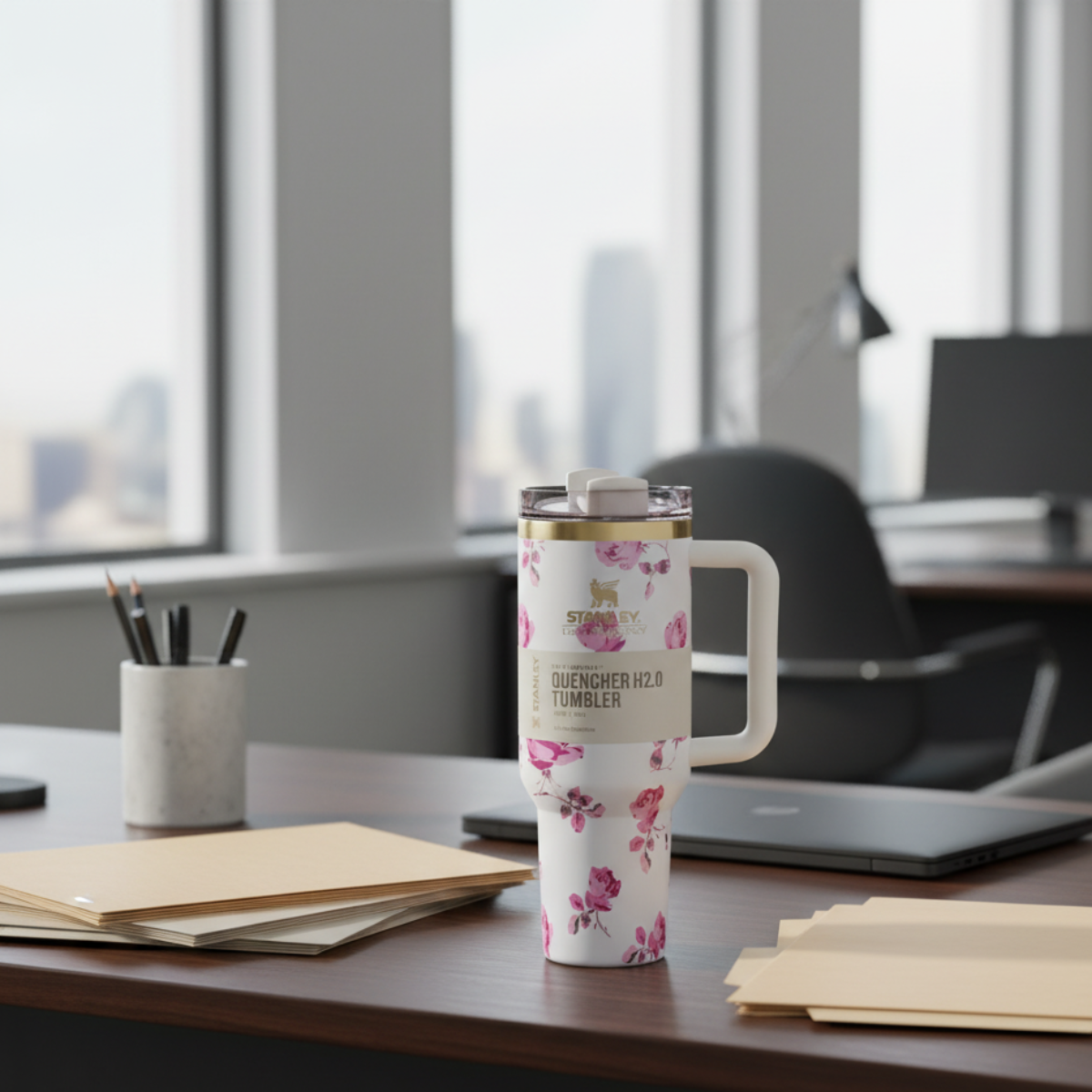Love Shack Fancy Quencher H2.0 Flowstate Tumbler 40 OZ - Ribbon Rosa