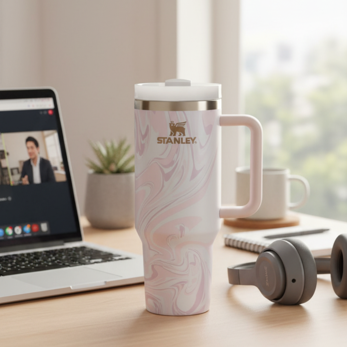 Quencher H2.0 Flowstate Tumbler 40 OZ - Pink Swirl Marble