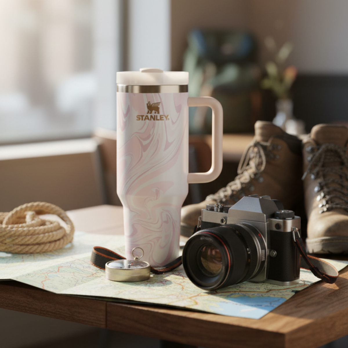 Quencher H2.0 Flowstate Tumbler 40 OZ - Pink Swirl Marble