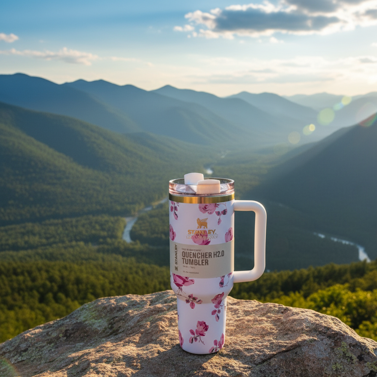 Love Shack Fancy Quencher H2.0 Flowstate Tumbler 40 OZ - Ribbon Rosa