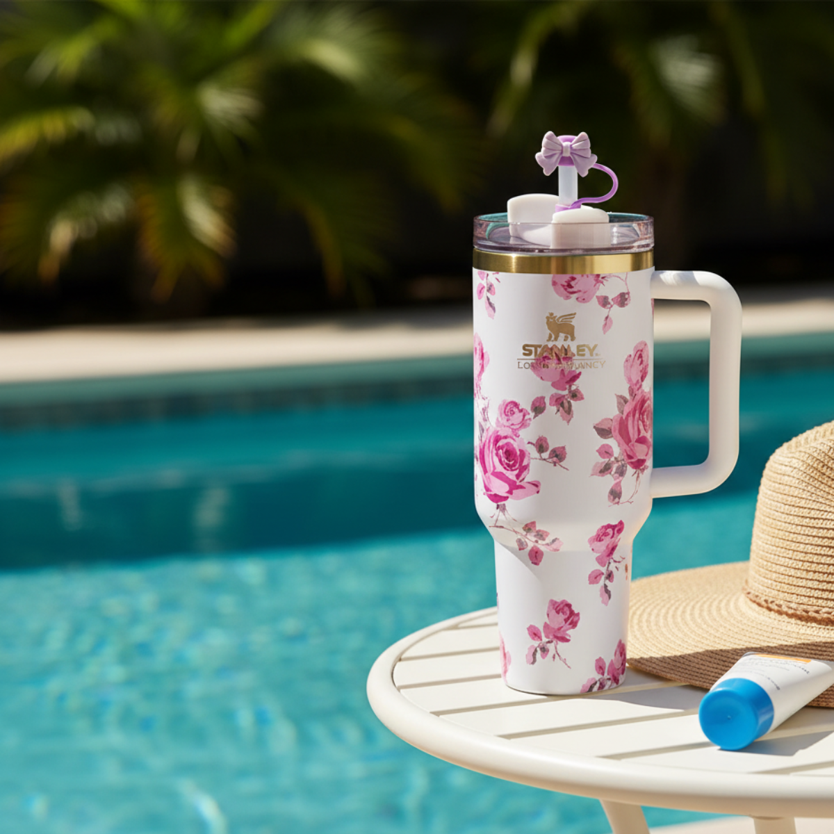 Love Shack Fancy Quencher H2.0 Flowstate Tumbler 40 OZ - Ribbon Rosa