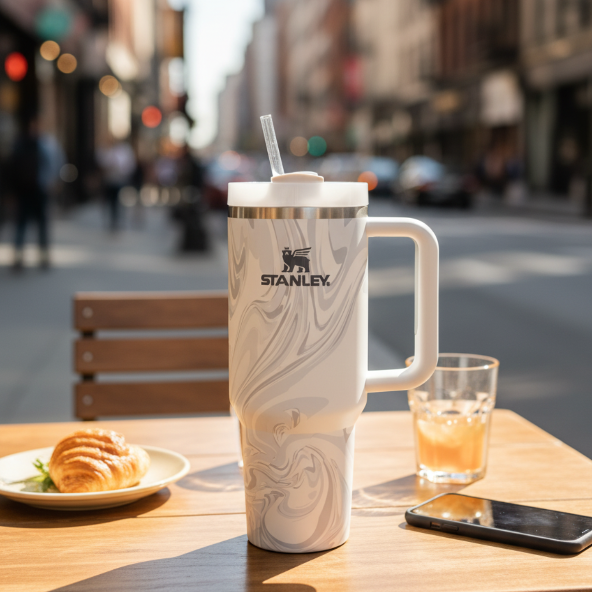 Quencher H2.0 Flowstate Tumbler 40 OZ - Polar Swirl Marble