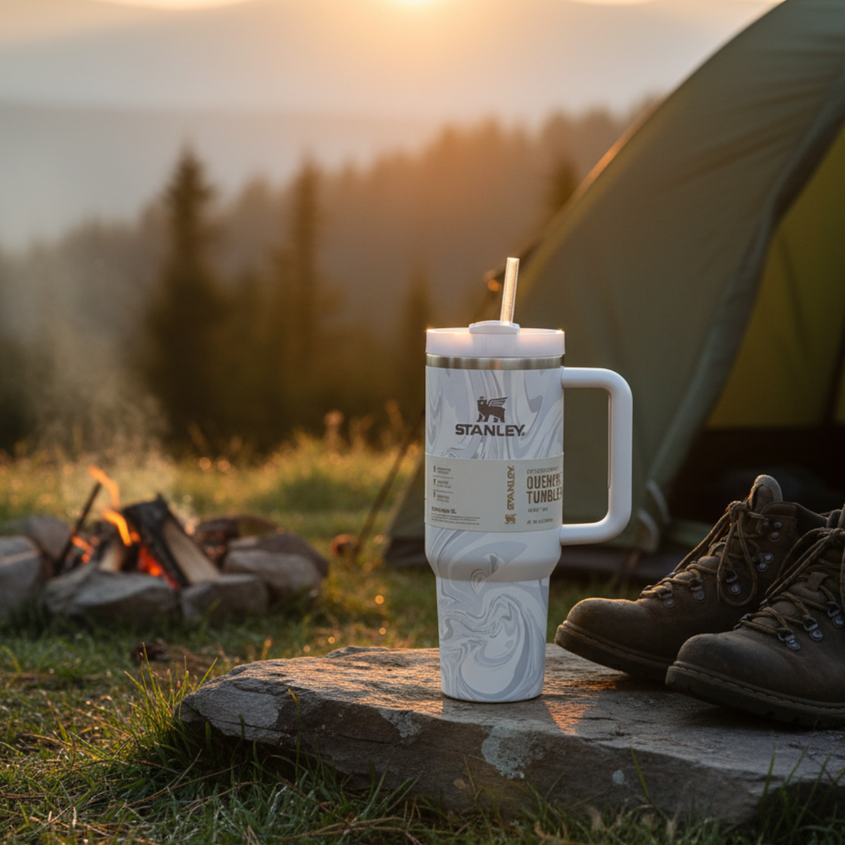 Quencher H2.0 Flowstate Tumbler 40 OZ - Polar Swirl Marble