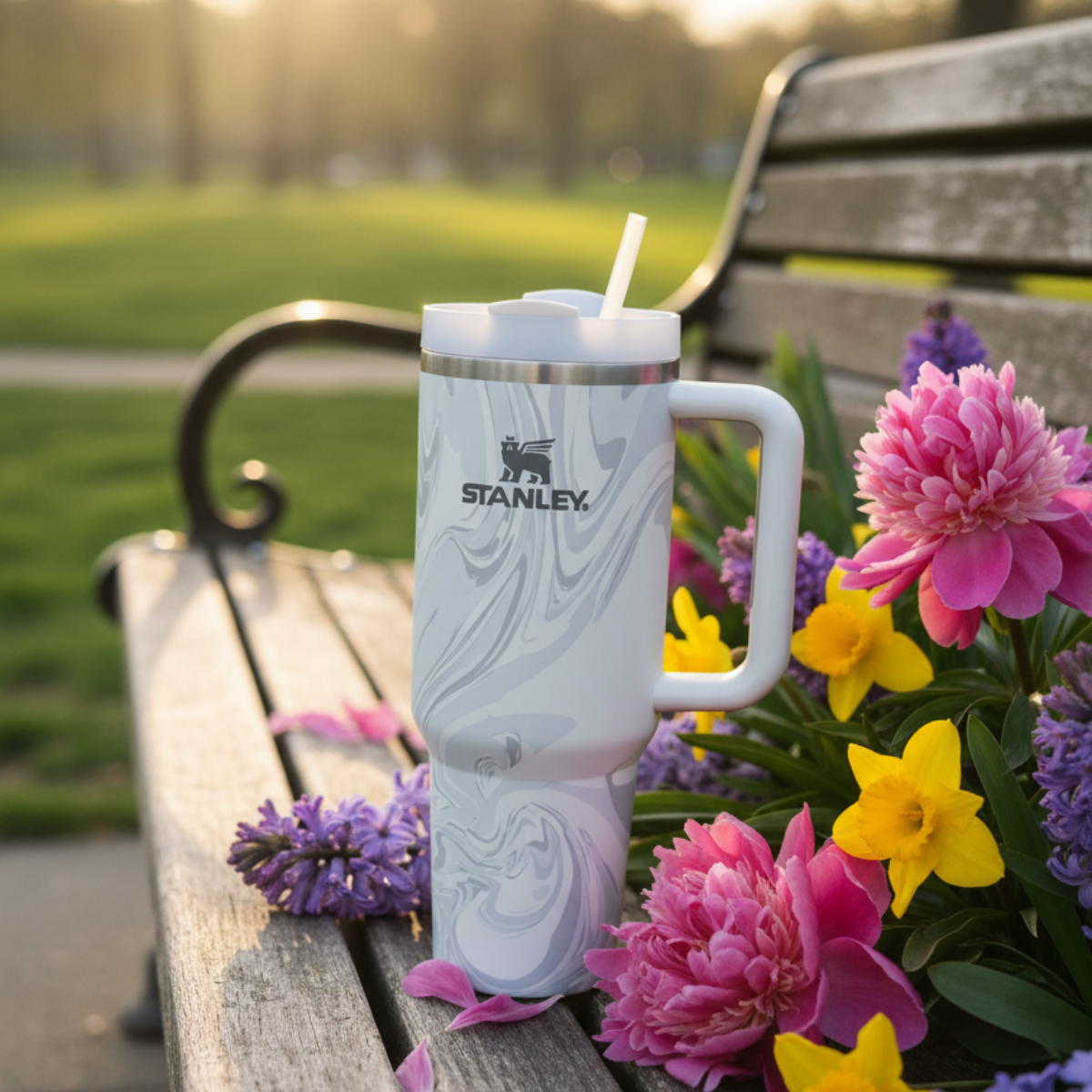 Quencher H2.0 Flowstate Tumbler 40 OZ - Polar Swirl Marble