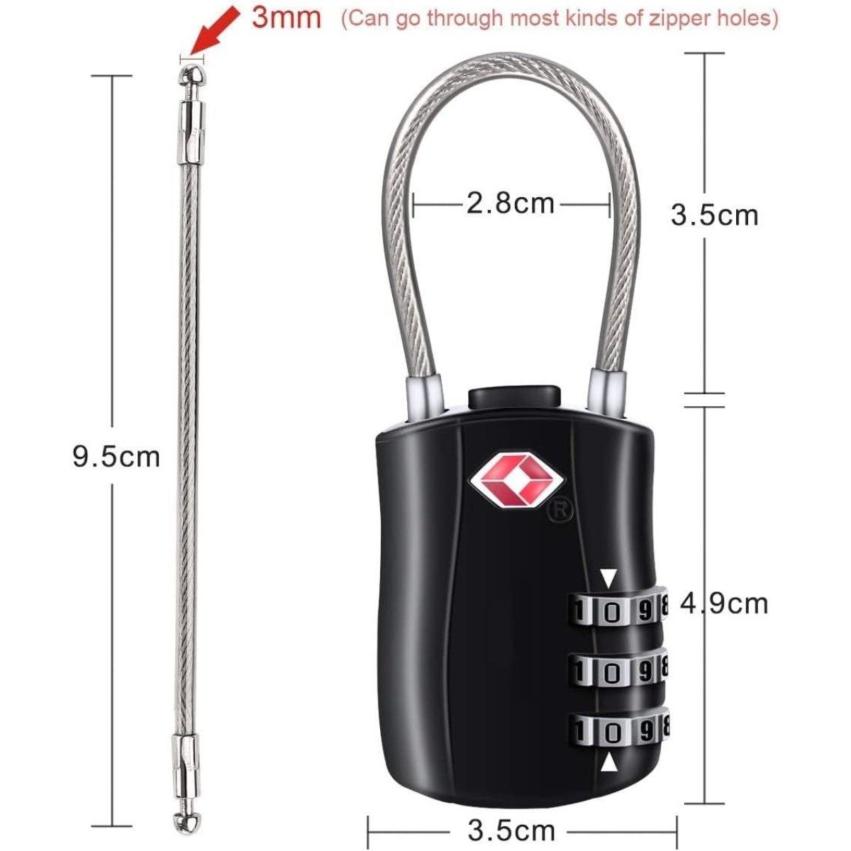 TSA Approved Cable Luggage Lock