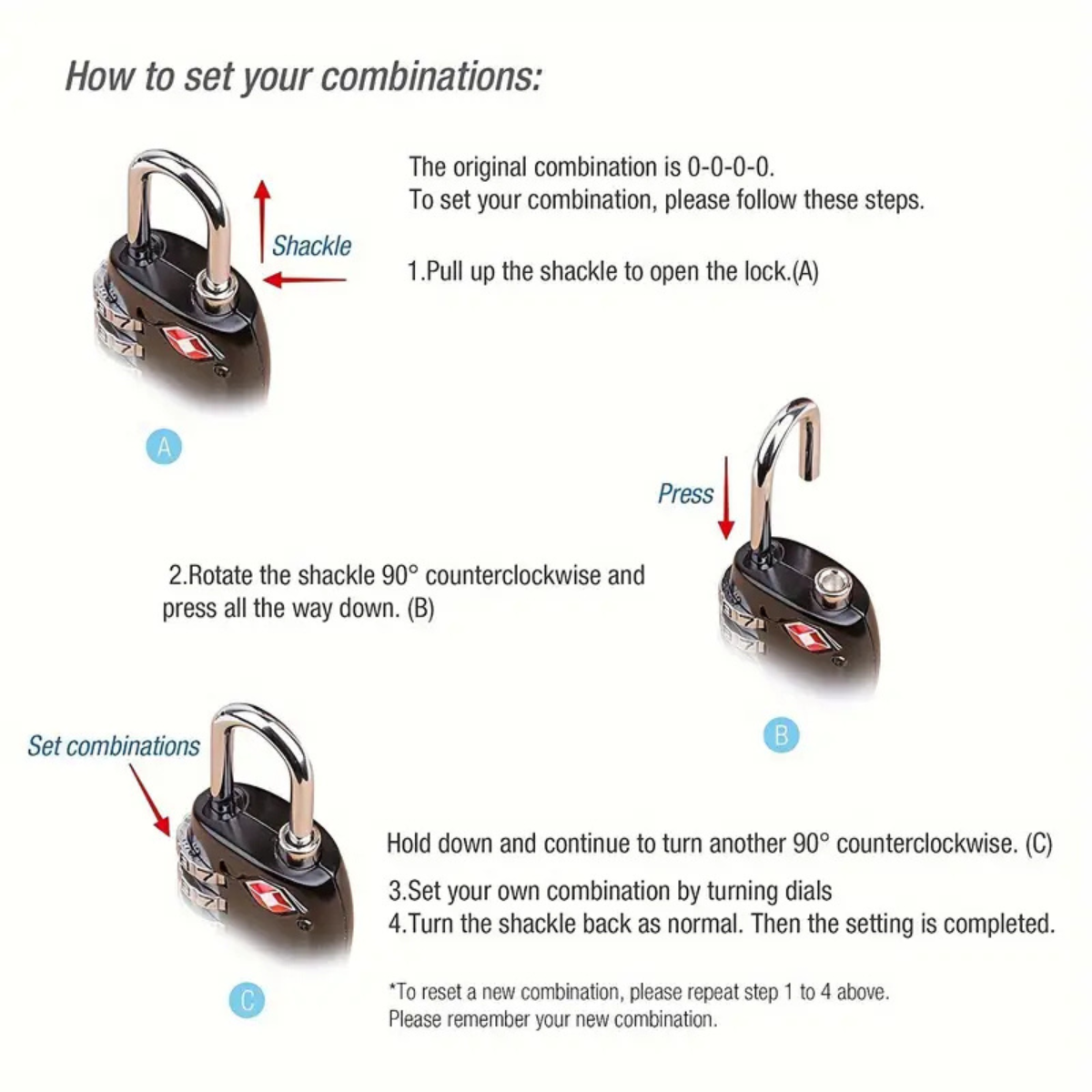 TSA Approved 4-Dial Combination Lock