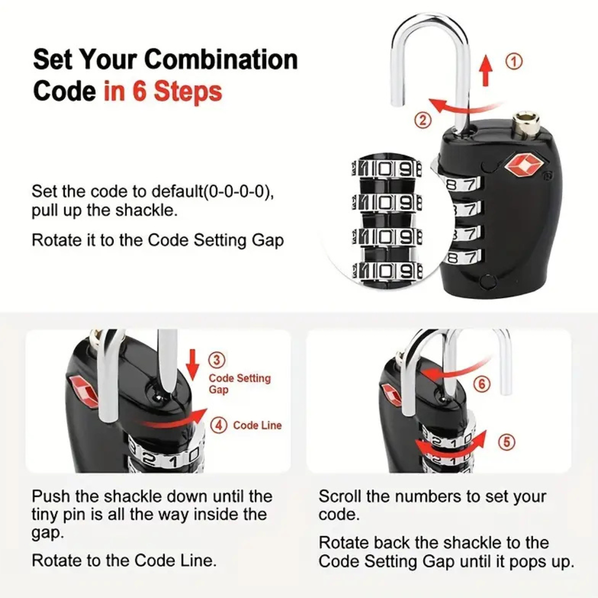 TSA Approved 4-Dial Combination Lock
