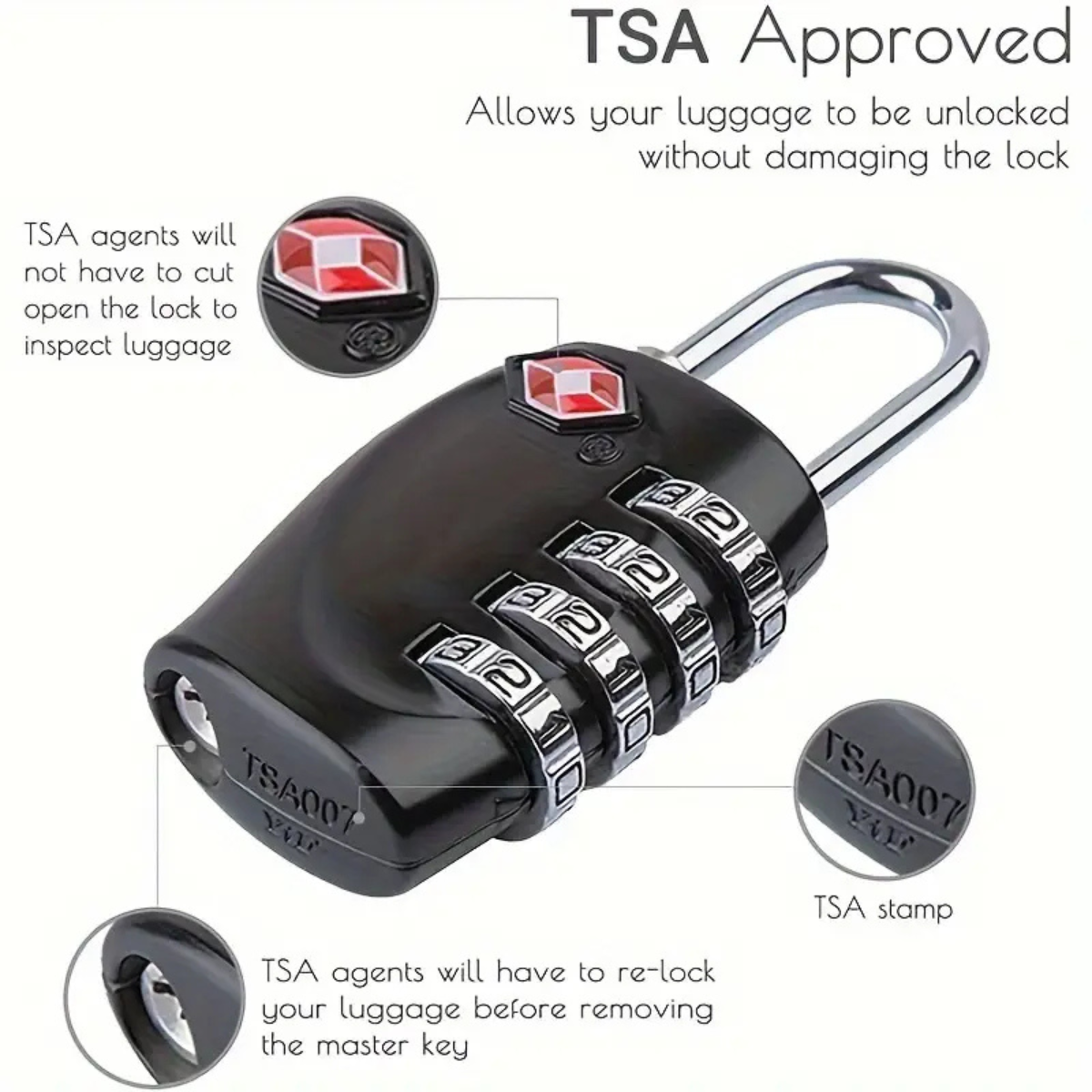 TSA Approved 4-Dial Combination Lock