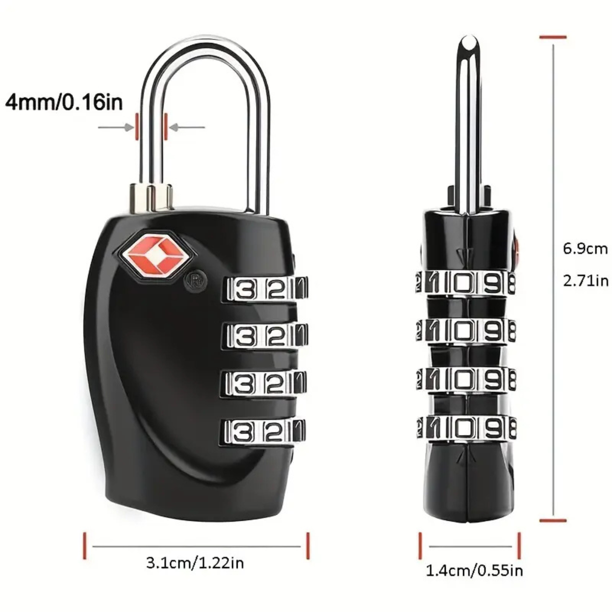 TSA Approved 4-Dial Combination Lock